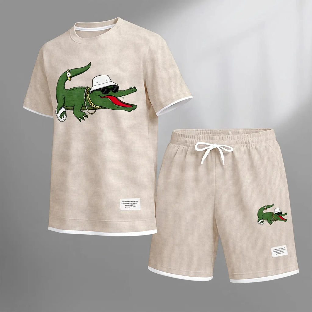 Men's Summer Matching Set with Fun Print and Lightweight Fabric