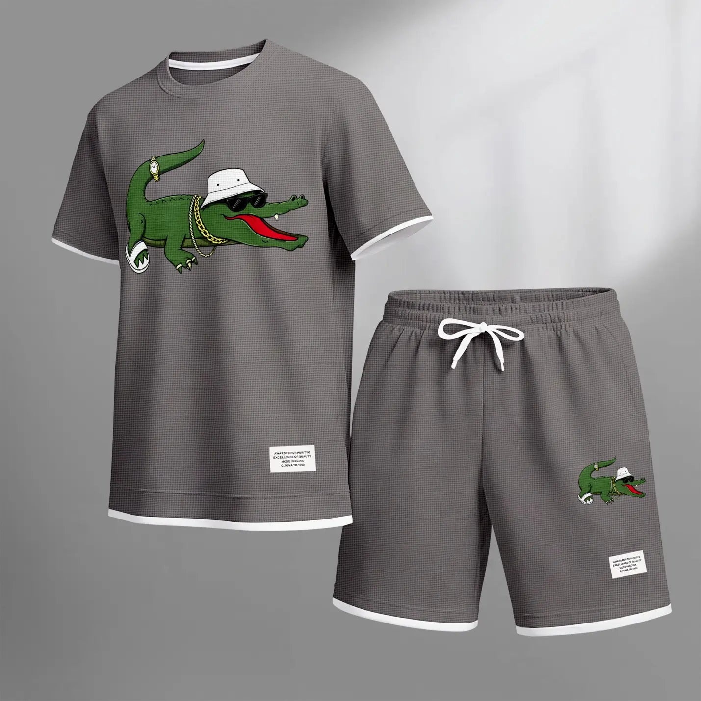 Men's Summer Matching Set with Fun Print and Lightweight Fabric