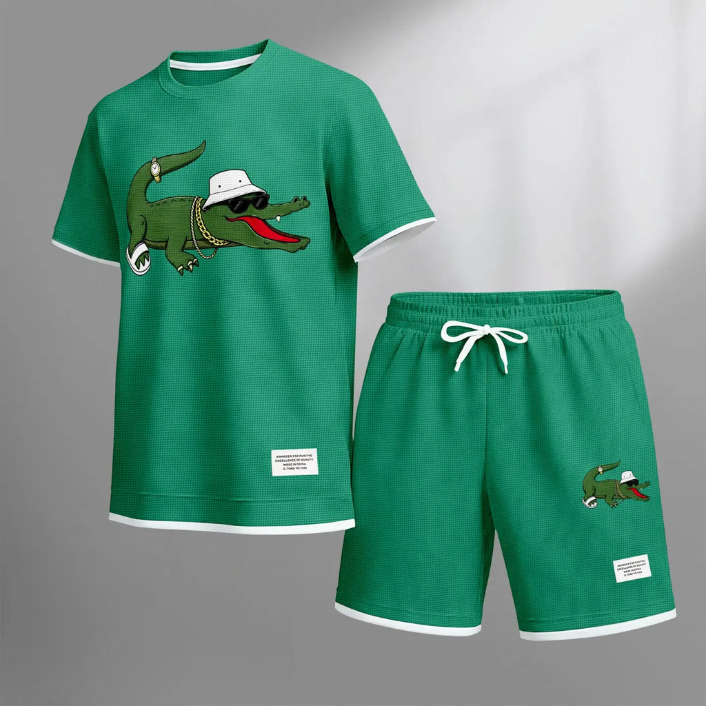 Men's Summer Matching Set with Fun Print and Lightweight Fabric