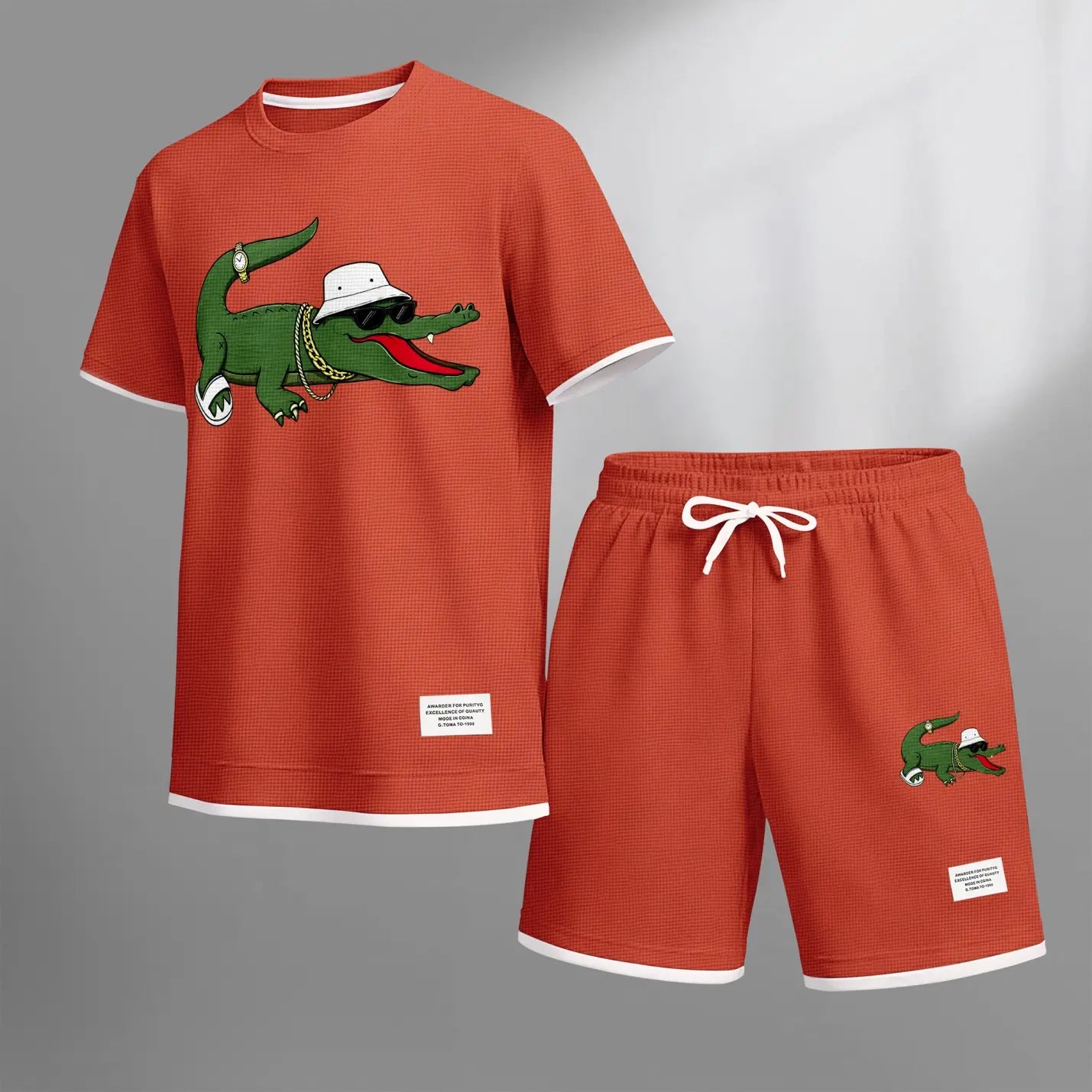Men's Summer Matching Set with Fun Print and Lightweight Fabric